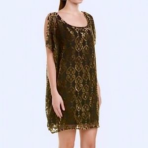 BB Dakota Black Sheer Velvet Embossed Shift Dress